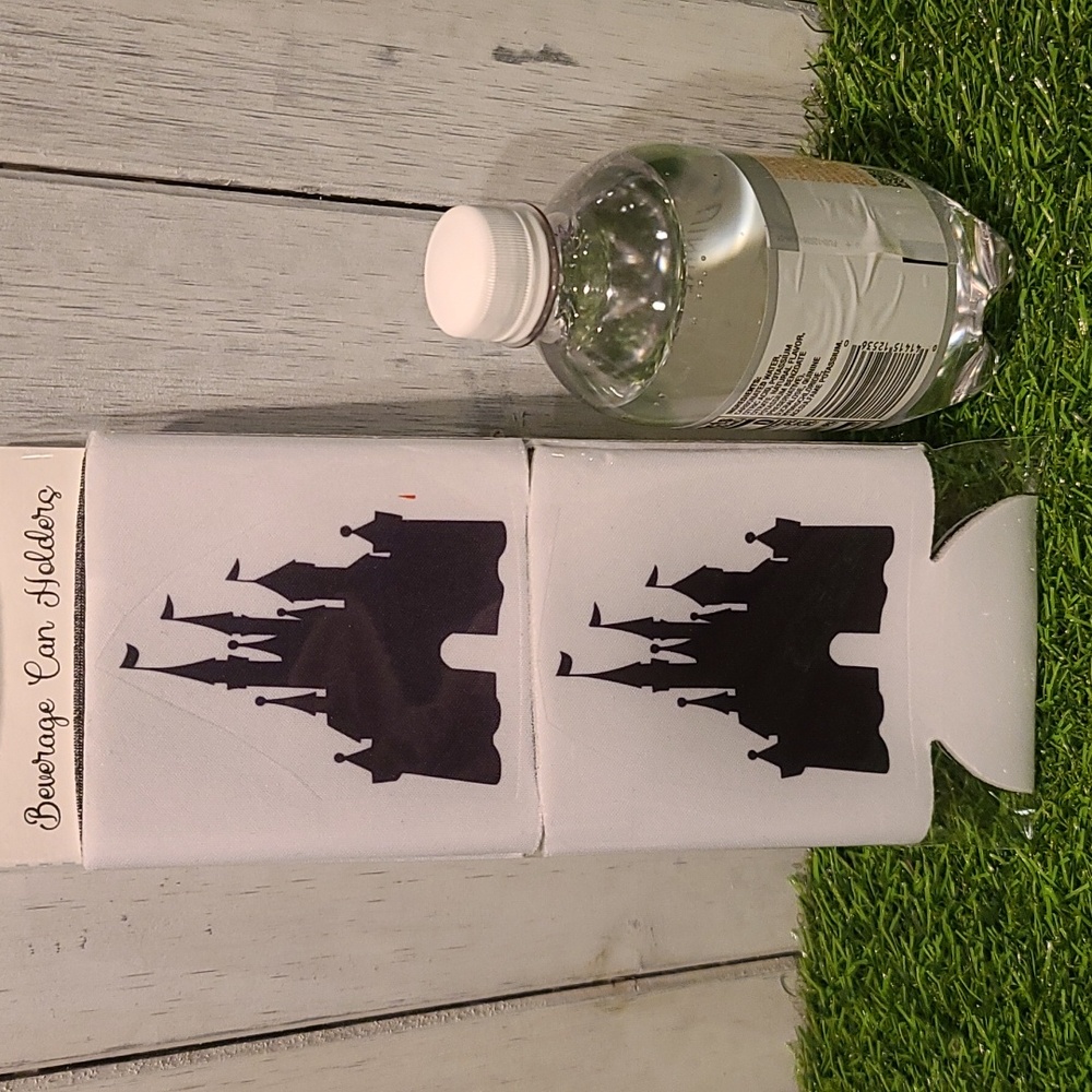 DISNEY Castle Beverage holder set of 2 for can water bottle - NWT